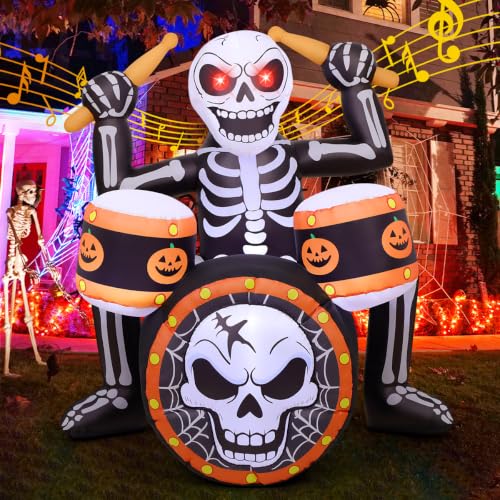 5' Halloween Inflatable Rock Skeleton with Music Deal