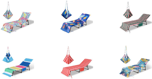 Beach Lounge Chair Towel Cover W/Side Pockets