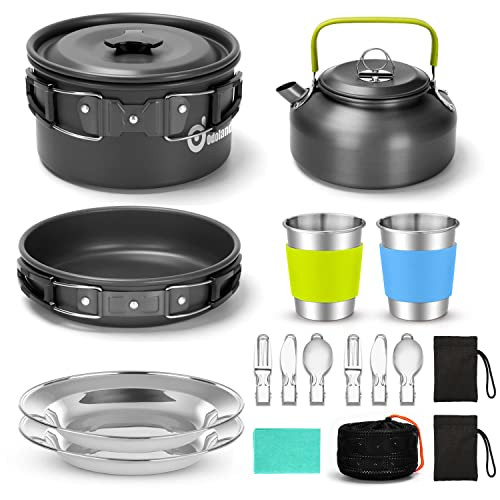 15pcs Camping Cookware Mess Kit