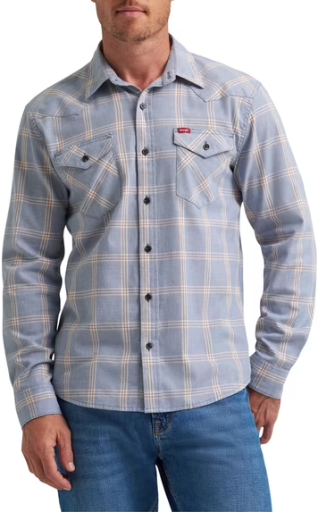 Wrangler Men's Slim Fit Long Sleeve Woven Twill Shirt with Sunglasses Cleaner Deal