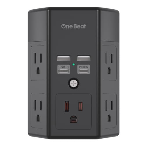 One Beat 5 Outlet Extender with 4 USB Ports (2x USB-A, 2x USB-C w/ Power Delivery)