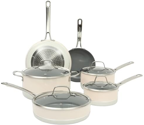 Sur La Table Kitchen Essentials Viva La Cantina 10-Piece Titanium Ceramic Nonstick Pots and Pans Set