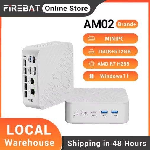 FIREBAT AM02 Mini PC AMD Ryzen 7 H255 (8C/16T) DDR5 Support NO RAM NO SSD Deal