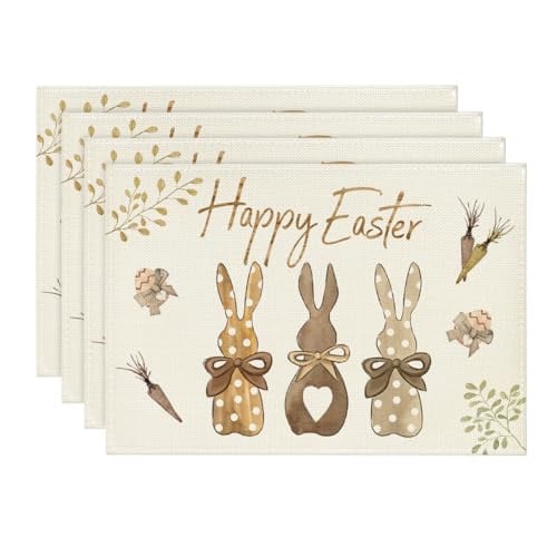 Artoid Mode Carrots Rabbit Bunny Happy Easter Placemats 4-Piece 12x18