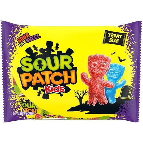 Sour Patch Kids Soft & Chewy Gummy Halloween Candy, 22 Trick or Treat Bags