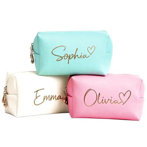 Personalized Makeup Bag with Name & Birth Flower