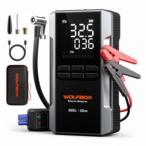 WolfBox 3000A 16000mAh Car Jump Starter & 160PSI Compressor Deal