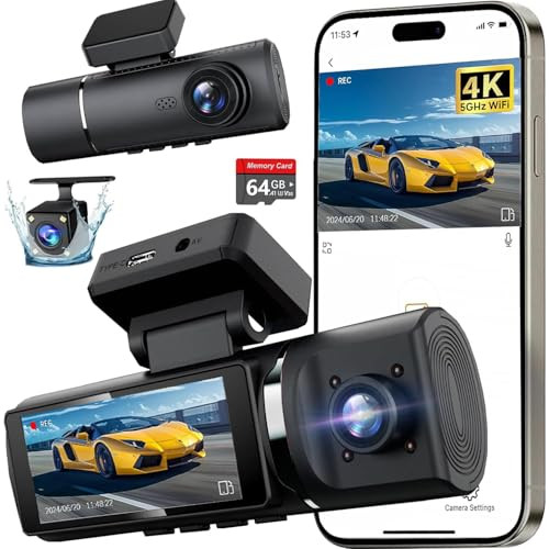 Dash Cam Front and Rear with 64GB Card