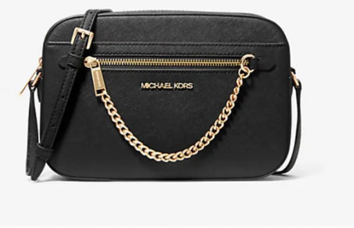 Michael Kors Women's Leather East West Chain Crossbody Bag Black Large Deal