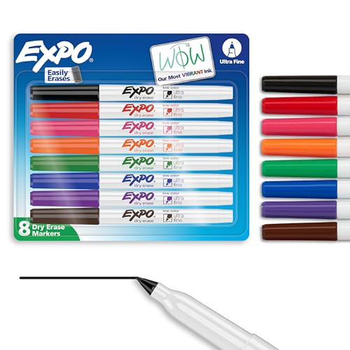 Dry Erase Marker Ultra Fine Tip Markers Assorted Colors, 8-Count