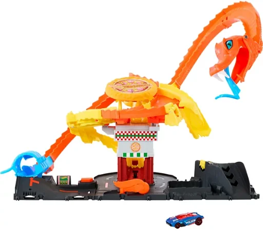 Hot Wheels City Pizza Slam Cobra Attack Snake Tail Spiral Track
