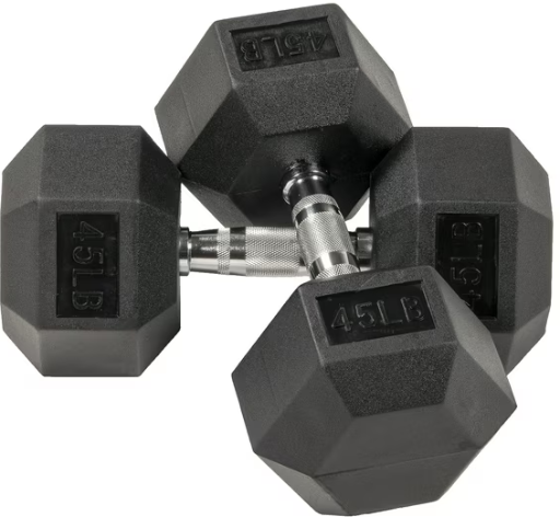 BalanceFrom 2 x 45lb Rubber Encased Hex Dumbbells Deal
