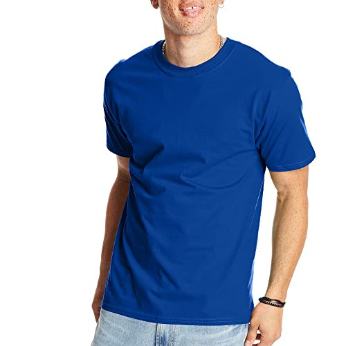 Hanes Men's Beefy T-shirt Heavyweight Cotton Crewneck Tee (Deep Royal)