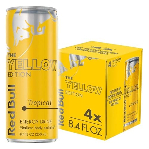 Red Bull Yellow Edition Energy Drink, Tropical, 8.4 Fl Oz, 4-Pack Deal