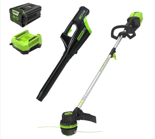 Greenworks Pro 80V 16" Brushless String Trimmer & 500CFM Leaf Blower Combo w/ 2.0 Ah Battery & Charger Deal