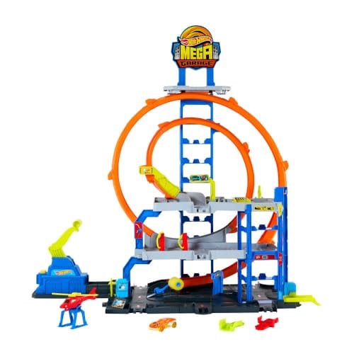 Hot Wheels Mega Loop Garage Track Set with 2 Loops & Storage for 36 1:64 Scale Vehicles Deal