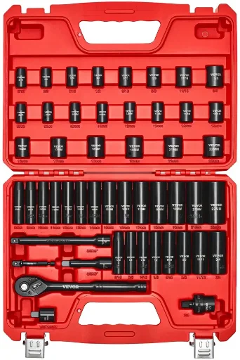 VEVOR 50-Piece 3/8" Drive Impact Socket Set