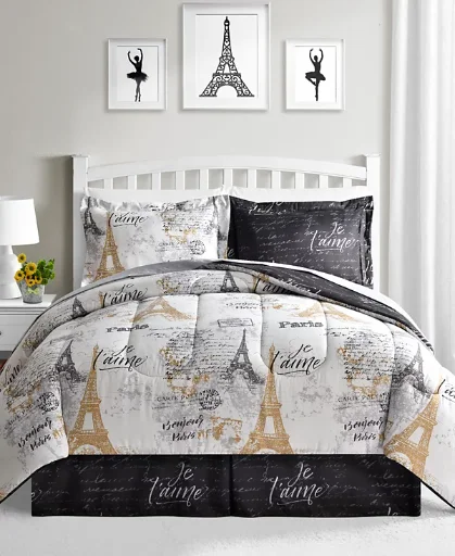 8-Piece Paris Gold Reversible Comforter Sets (Full/Queen, Twin)