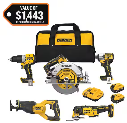 DEWALT 20V 5-Tool Combo Kit with (2) 5.0 Ah Battery Packs Deal