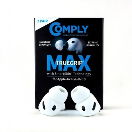 Comply TrueGrip MAX Premium Memory Foam Replacement Earbud Tips for Apple AirPods Pro Gen 3 (White, Medium) Deal