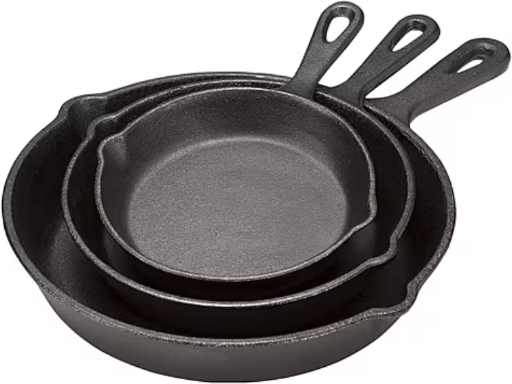 Cooks 3-Piece Cast Iron Fry Pan Set (10", 8", 6.5") Deal