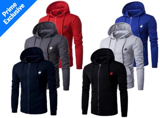 Men's Basic Full-Zip Fleece Hoodies 3-Pack