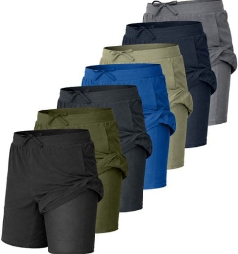 5-Pack Assorted Men's 2-in-1 Stretch Active Quick Dry Gym Running Shorts W/ Compression Liner Deal