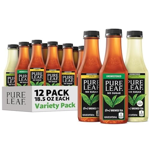 Pure Leaf Iced Tea, Unsweetened 3 Flavor Variety Pack, Zero Sugar & Zero Calories, 18.5 Fl Oz Bottles (Pack of 12) Deal