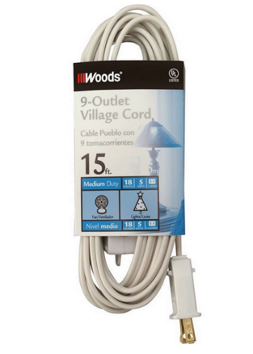 Woods 15-Foot 9-Outlet Extension Cord w/ Switch