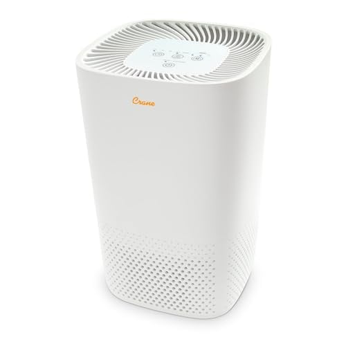 Crane Air Purifier with True HEPA Filter, UV Light, 250 Sq Feet Coverage