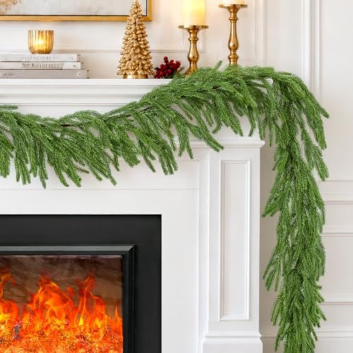 2 PCS 6 FT Christmas Norfolk Pine Garlands for Mantel Deal