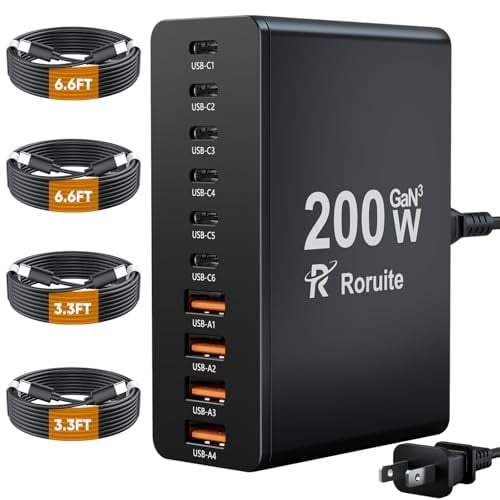 Roruite 200W 10-Port USB-C Charger Block Deal