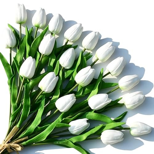 Only Art Artificial White Tulips 20-Pack