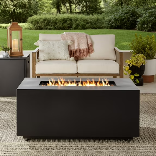 Mainstays 42" Rectangle Black Finish Modern Steel Fire Pit