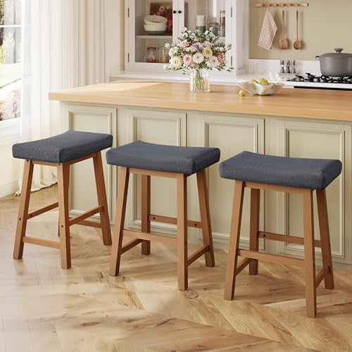 Yaheetech 24-Inch Counter Height Bar Stools 3-Pack Deal