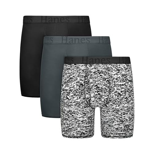 Hanes Men's Supersoft Viscose From Bamboo 5.5" inseam Boxer Briefs 3-Pack