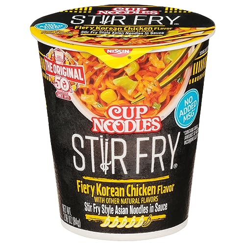 Nissin Cup Noodles Stir Fry Noodles in Sauce, Fiery Chicken, 2.96 Ounce (Pack of 6) Deal