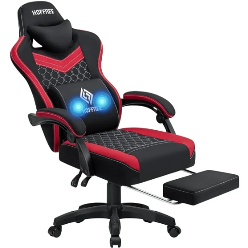 Hoffree Fabric Gaming Chair with Massage
