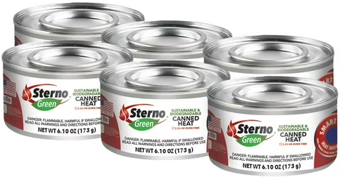 6-Pack Sterno 2.25HR Ethanol Canned Heat Chafing Fuel  Deal