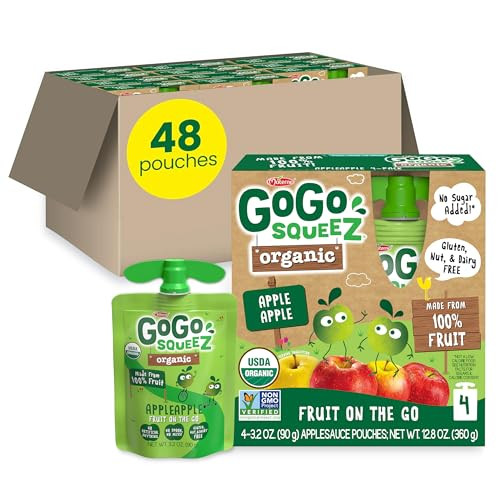 GoGo SqueeZ Organic Unsweetened Applesauce and Fruit Puree 48-Pack