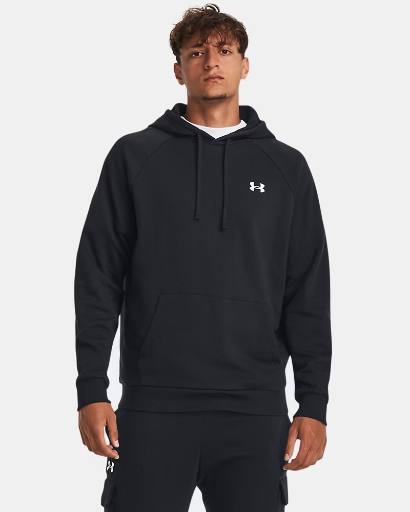 UA Rival Fleece Men's Hoodie (Black / White) Deal