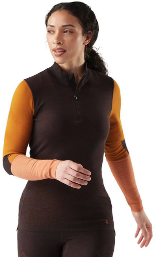 Smartwool Women's Intraknit Colorblock Quarter-Zip Thermal Merino Base Layer Deal