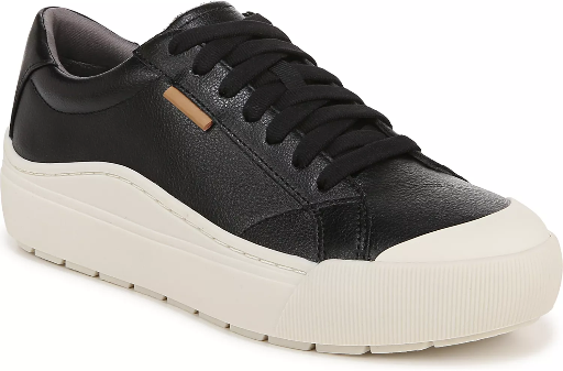 Dr. Scholl's Women's Time Off Lace Up Platform Sneakers (Black/Off White Faux Leather) Deal