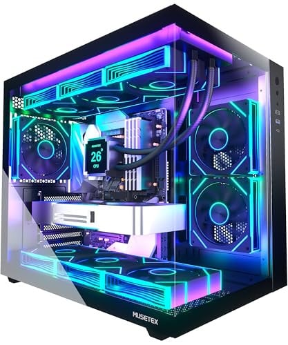 MUSETEX Y6 ATX Mid Tower Gaming PC Case w/ 6 PWM ARGB Fans (Black) Deal