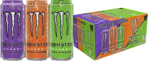 Monster Energy Ultra Variety Pack, Sugar Free Energy Drink, 16 Ounce | Pack of 15 Deal