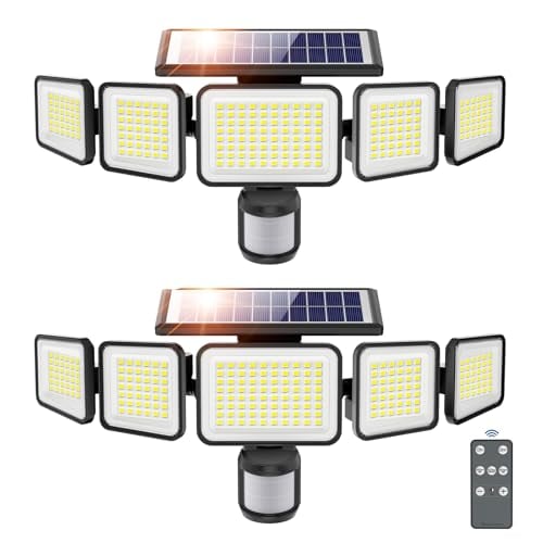 Omibee Solar Lights Outdoor 6000LM 236 LEDs 5 Heads 2-Pack Deal