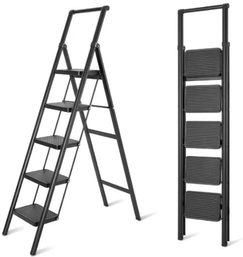 Tatayosi 5-Step Steel Folding Step Stool Ladder w/ 550-lb Load Capacity Deal