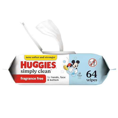 Huggies Simply Clean Unscented Baby Diaper Wipes, 64 Count