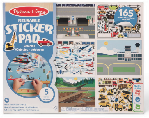 Melissa & Doug Reusable Vehicles Sticker Pad 165+ Reusable Stickers