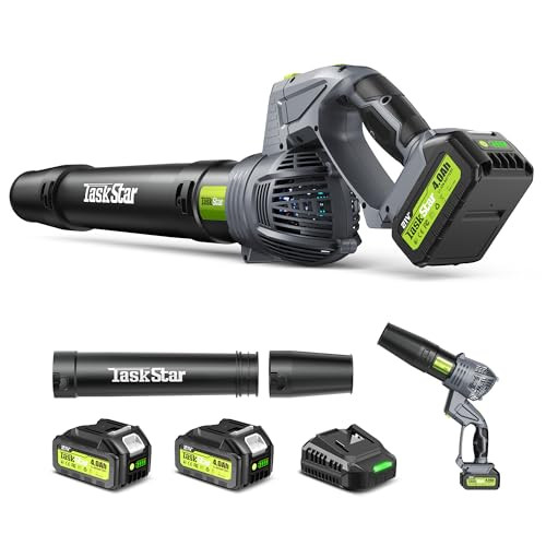 TaskStar Lightweight Cordless 180° Swivel Head Leaf Blower w/ 2x 4.0Ah Batteries